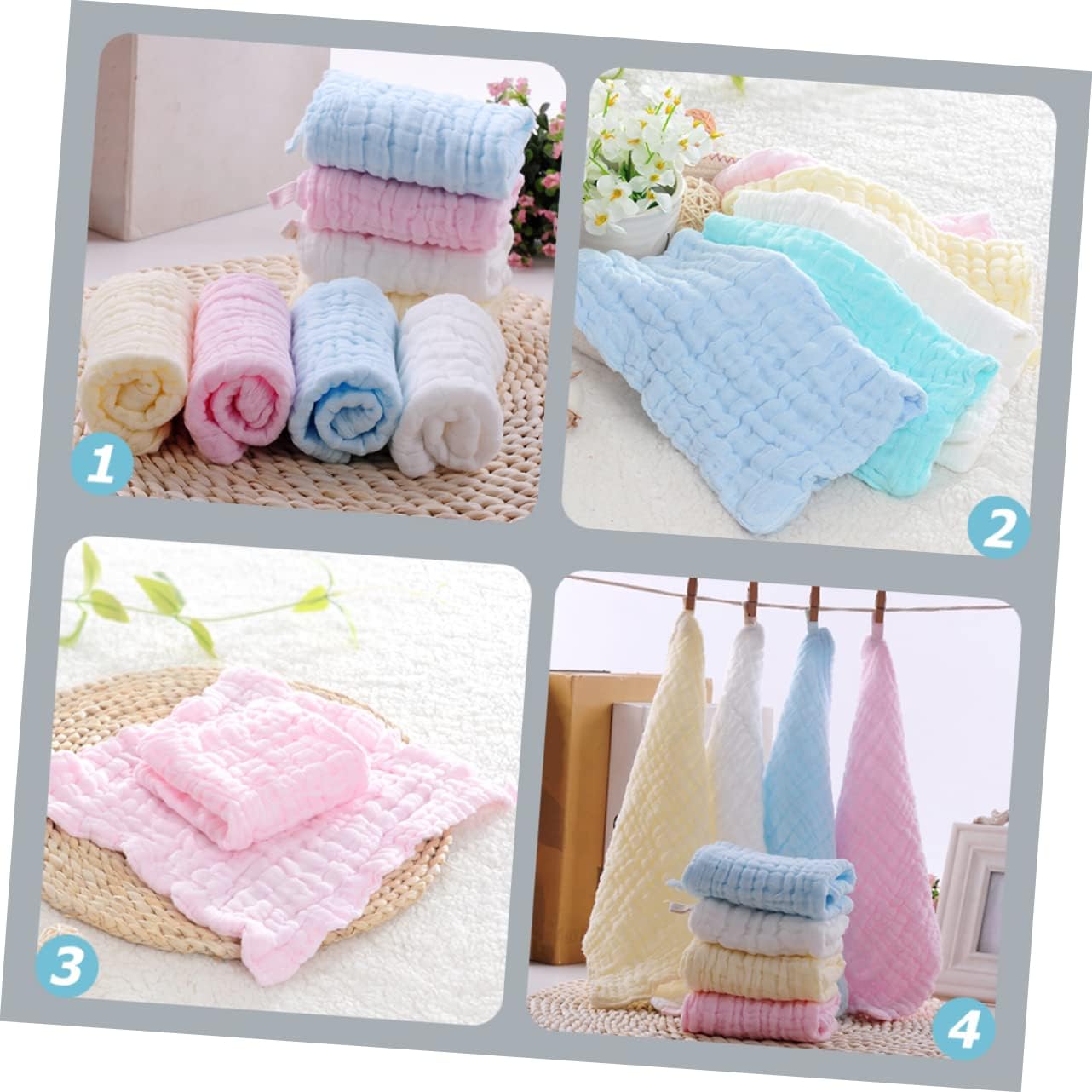 Beatifufu 5pcs Baby Towel Infant Washcloth Baby Saliva Towel Infant Face Towels Babywipes Baby Bath Towels Kids Bath Towels Baby Facial Towels Newborn Facial Towels Cotton Baby Facial Towels - Image 2